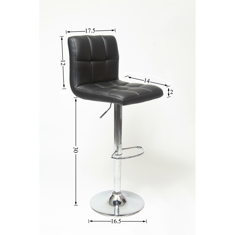 Tabouret de bar pivotant réglable en similicuir, ensemble de 2, Noir