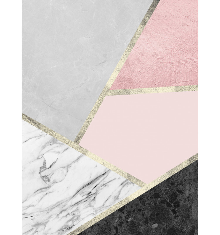 Geometric Marble Blush Print by Other Artist, Framed Canvas, Brown, 32 × 48