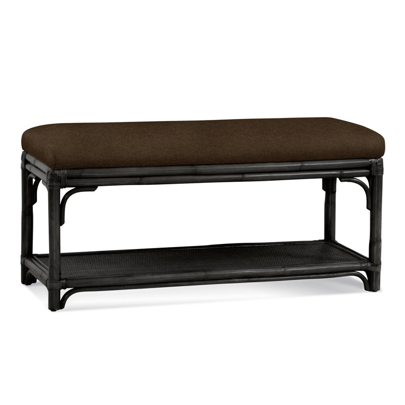 Summer Retreat Wicker Shelf Storage Bench, Java, Elite Chocolate; 0321-72