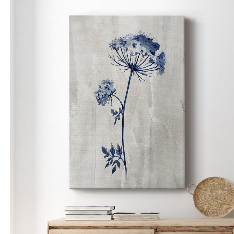 Toile tendue avec châssis Indigo Botanical I - prêt à accrocher, H 60 po x l 40 po