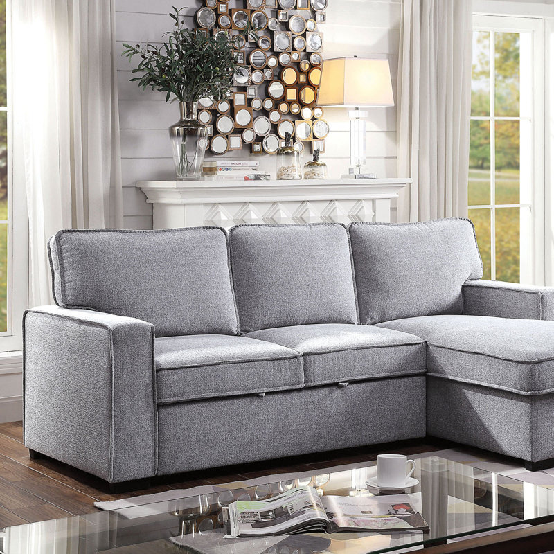 Boize 2 - Piece Upholstered Sectional, Light Gray Polyester Blend