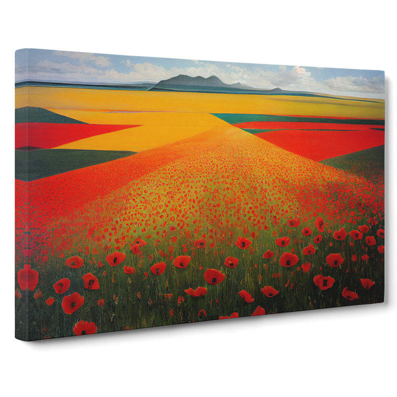 Dramatic Poppy Field Flowers - Wrapped Canvas Print, 40cm H x 60cm W x 3cm D