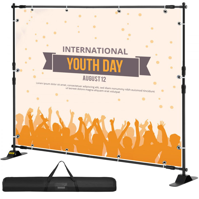 Telescopic Backdrop Banner Stand 8' x 8' Banner Stand Adjustable Step and Repeat Backdrop, 96" H x 96" W
