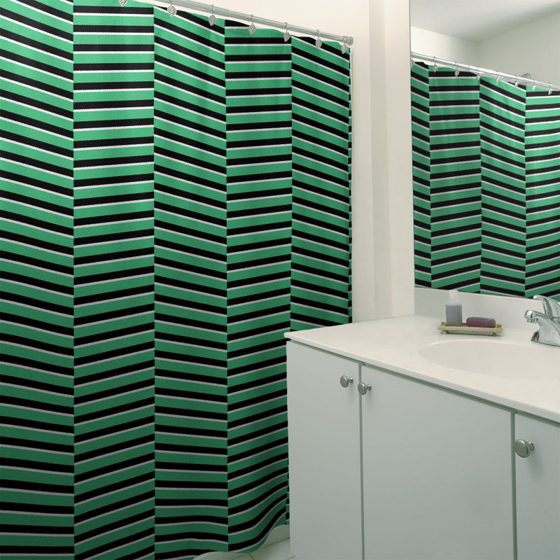 Rideau de douche simple à rayures rompues, Vert