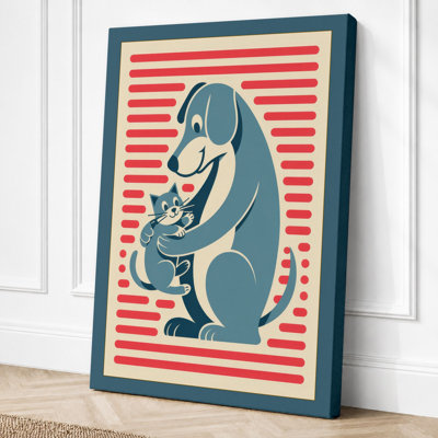 Bear And Cat Embrace Mid-Century - Print