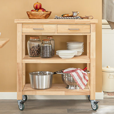 Andwele Wood Kitchen Bar Carts with Wheels by Winston Porter