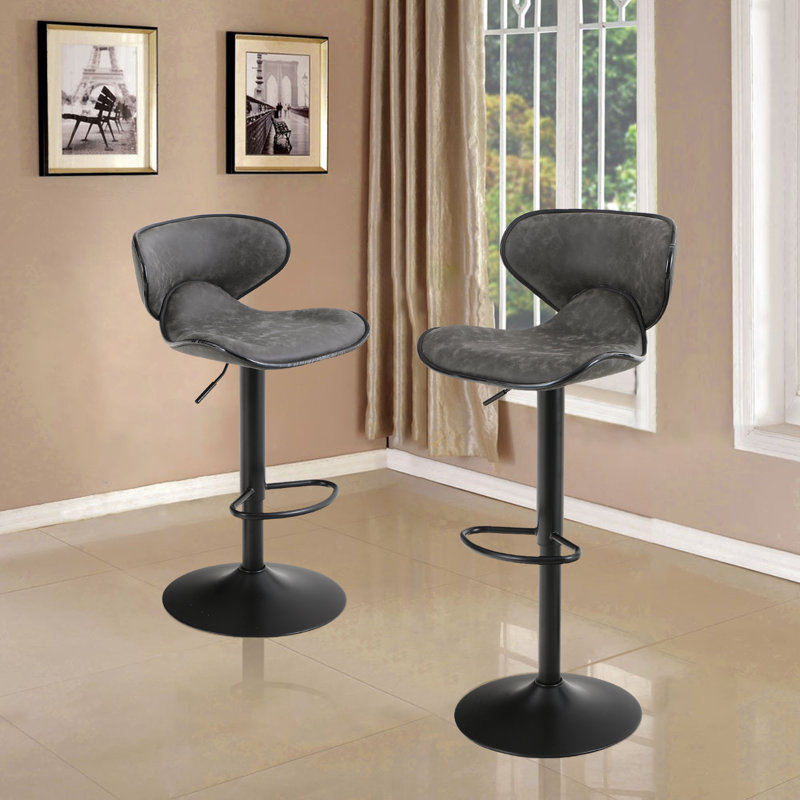 Tabouret de bar pivotant en bois massif à hauteur réglable, Gris