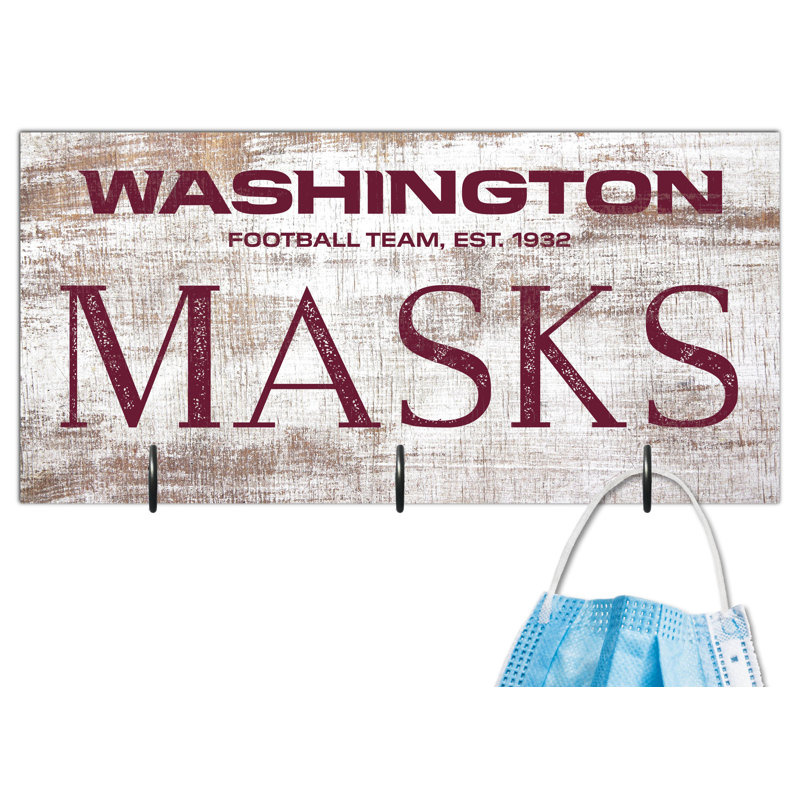 3 - Hook Wall Mounted Coat Rack, Washington Redskins
