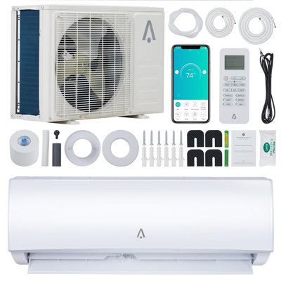 9,000 BTU Ductless Mini Split Air Conditioner Heat Pump System, 19 SEER2 WiFi Smart Wall Mounted AC with DIY Installation Kit, Quiet Inverter for Rooms up to 450 Sq Ft, 115V