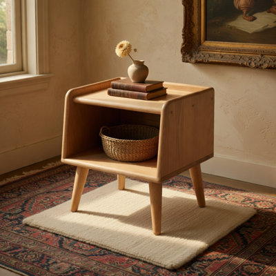 Table de chevet avec station de charge, table de chevet intelligente avec veilleuse, table de chevet moderne avec bibliothèque, tables de chevet avec armoire de rangement pour chambre à coucher, bois