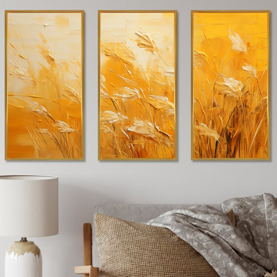 «Sunset Meadow Golden Landscape», ensemble d'art mural sur toile Meadow