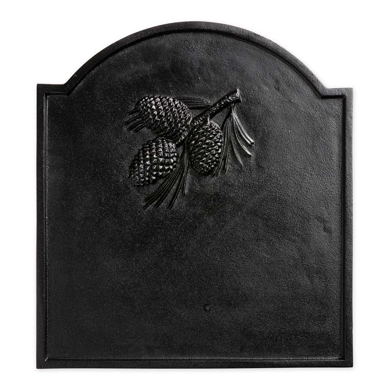 Cast Iron Fireback with Pine Cone Design
