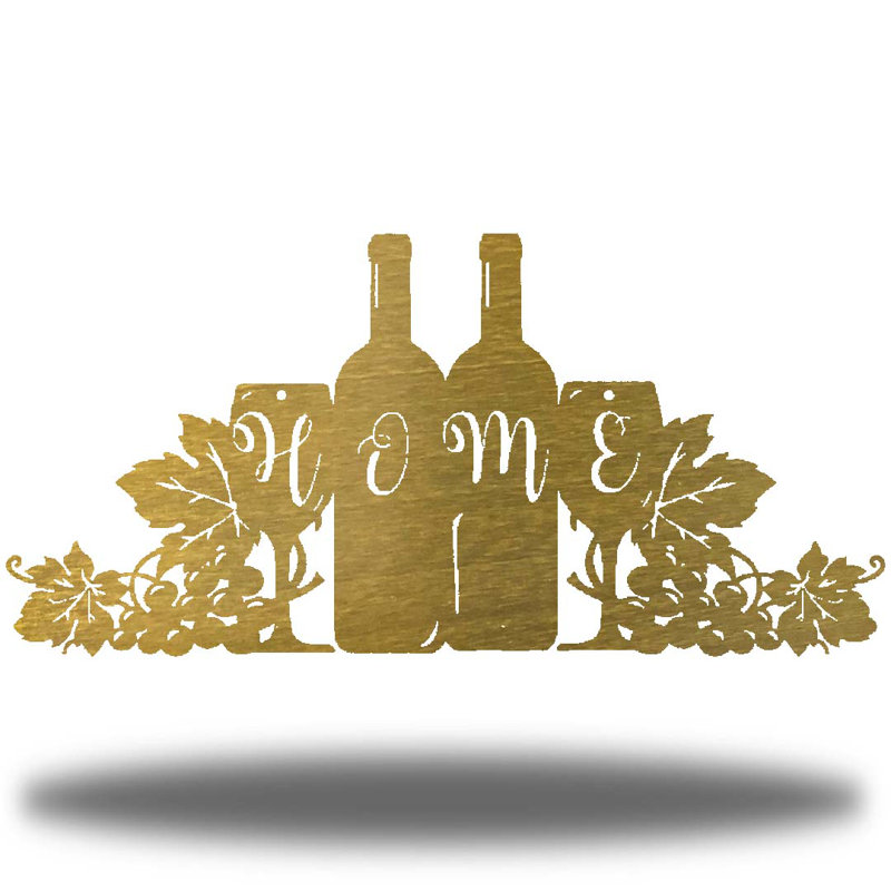 Décoration murale en métal Home Wine, Or, H 11,5 po x l 24 po x P 0,06 po