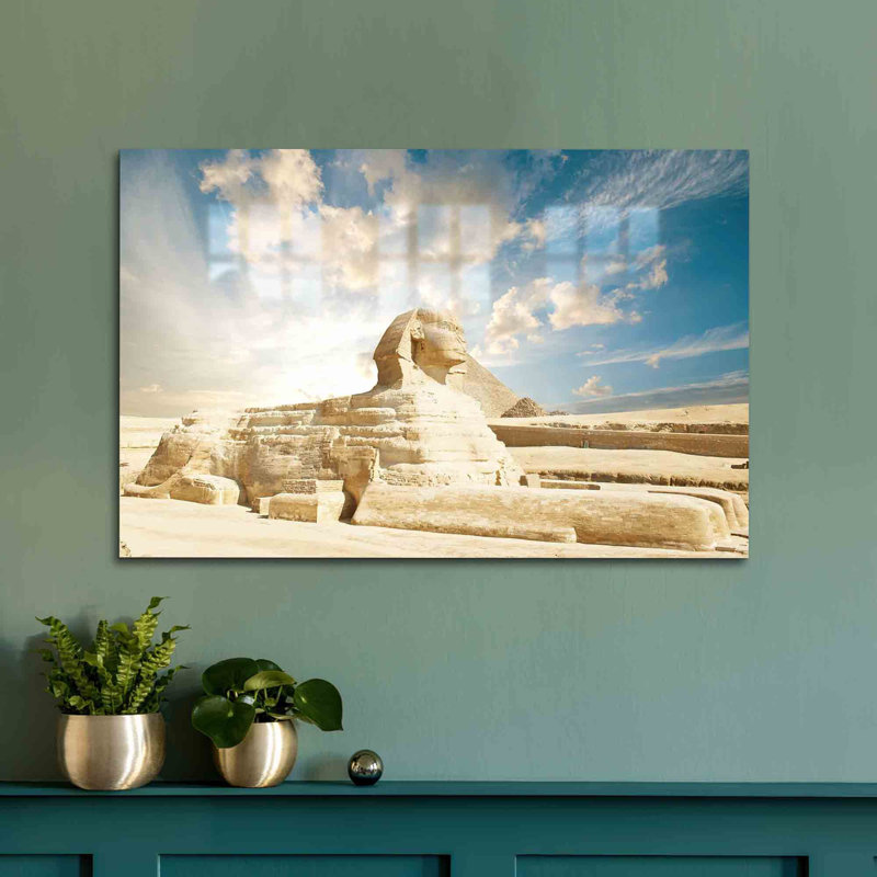 Sky Wall Decor Featuring Famous Egyptian Landmarks Printed On Tempered Glass For An Artistic Touch In Your Home Interior Design