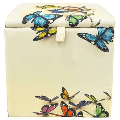 Essence 45cm Wide Square Butterfly Ottoman with Storage