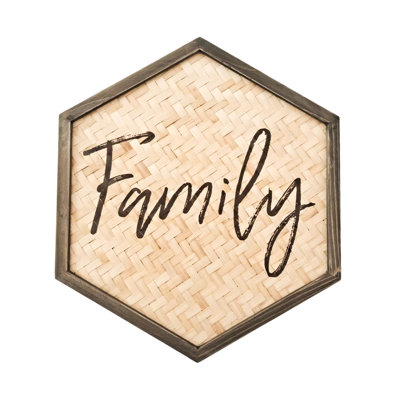 VIP Wood 21 in. Brown Family Hexagon Wall Decor
