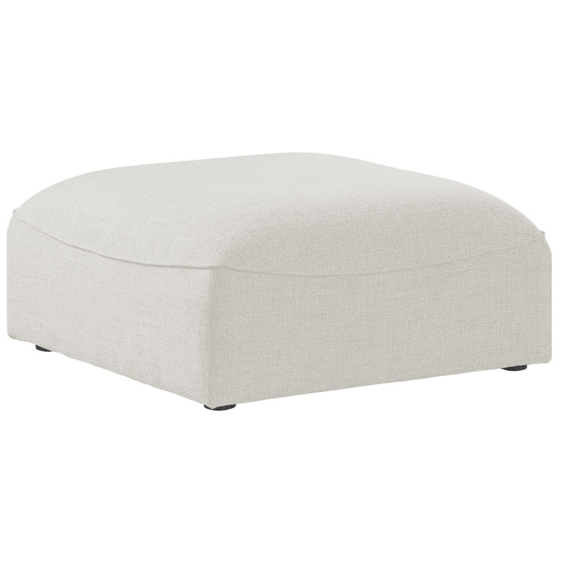 Arens Upholstered Ottoman, Cream Linen Textured Fabric