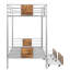 Lit superposé simple au dessus d'un lit simple en argent avec métal-696046351
