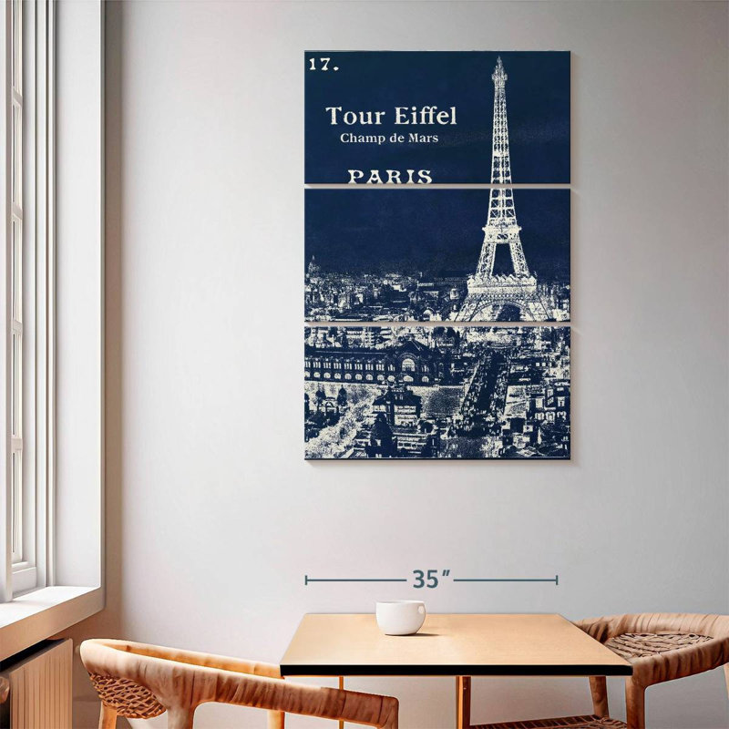 Lilie Blueprint Eiffel Tower, 65" H x 42" W