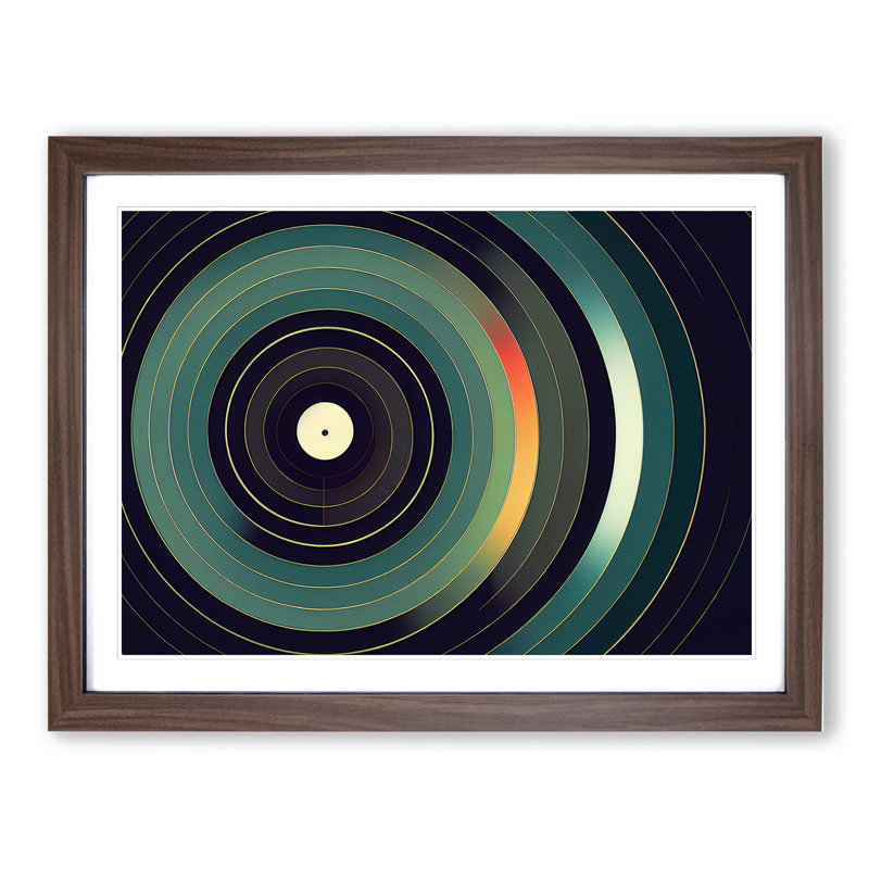 Dynamic Vinyl Record - Single Picture Frame Print, 46cm H x 64cm W x 2cm D, Walnut