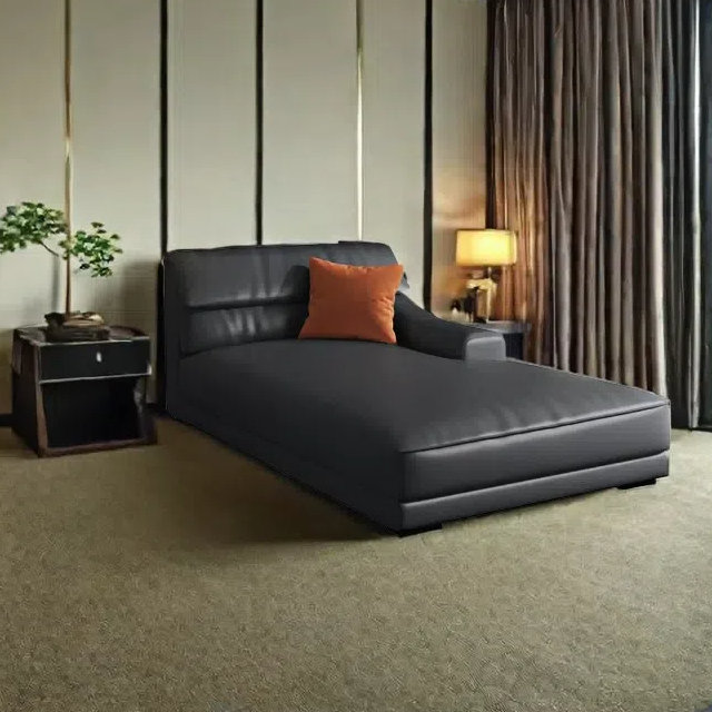 Méridienne simple Fashion Home, Printemps / éponge, Gris noir, Accoudoir à gauche (vu de face)