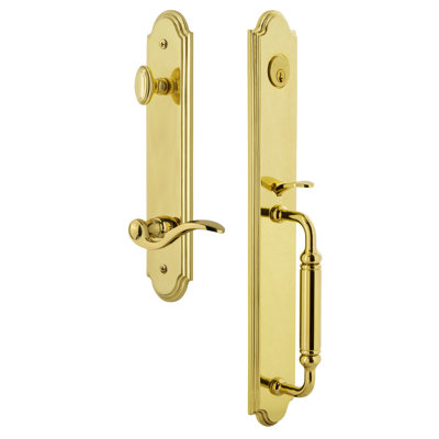 Arc One-Piece Handleset with Single Cylinder Deadbolt and C Grip with Bellagio Lever
