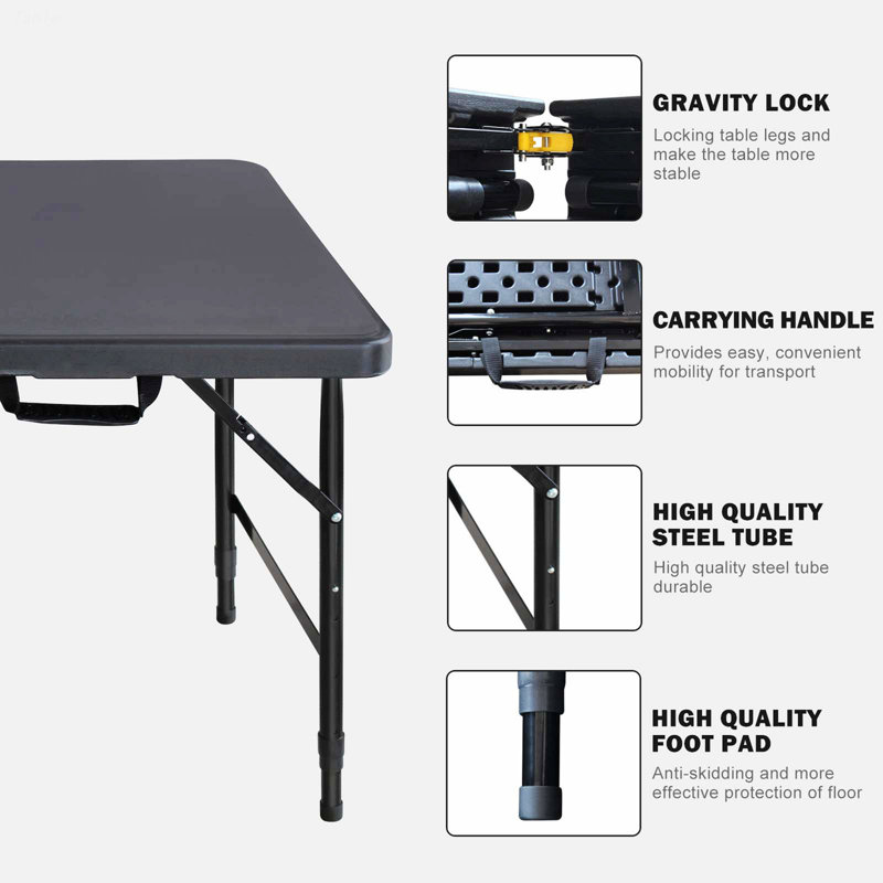 Table d'extérieur, table pliable pour le camping, Noir