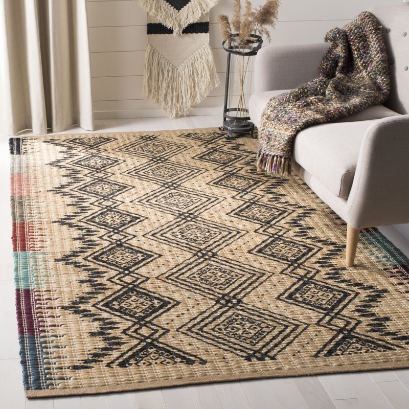 Arria Hand Woven Jute, Cotton Southwestern Rug, Rectangle 4' x 6'