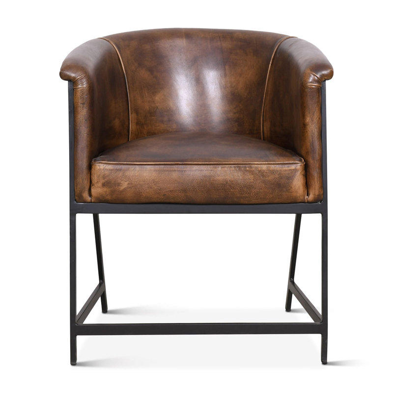 Brisben Leather Arm Chair, Brown