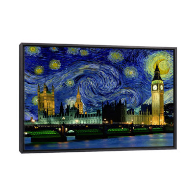 London, England Starry Night Skyline - impression d'art graphique