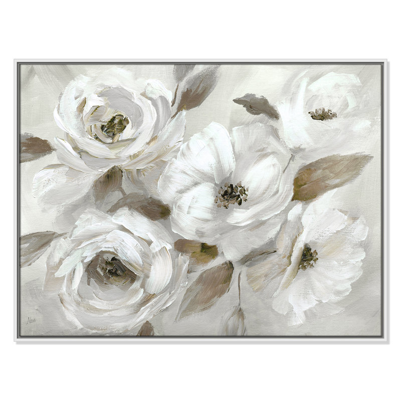 «Winter White», reproduction encadrée sur toile par Nan, H 31,5 po x l 41,5 po x P 2 po, Blanc