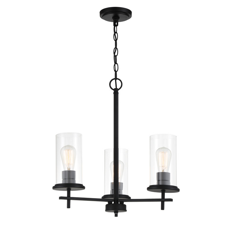 Ashten 3 - Light Dimmable Classic / Traditional Chandelier, Coal, Transparent