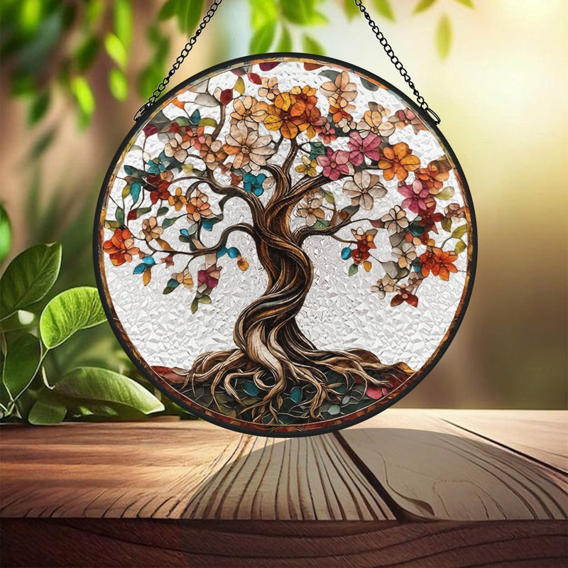 Arbre de vie en fleurs Mandala, 11,8 x 11,8 po (30 x 30 cm)