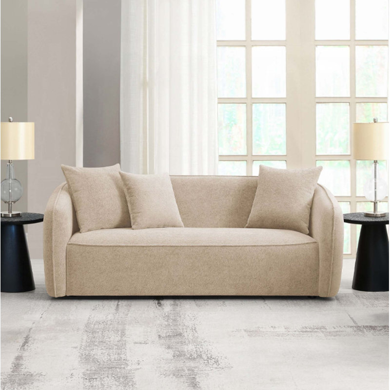 Causeuse en chenille avec coussins décoratifs