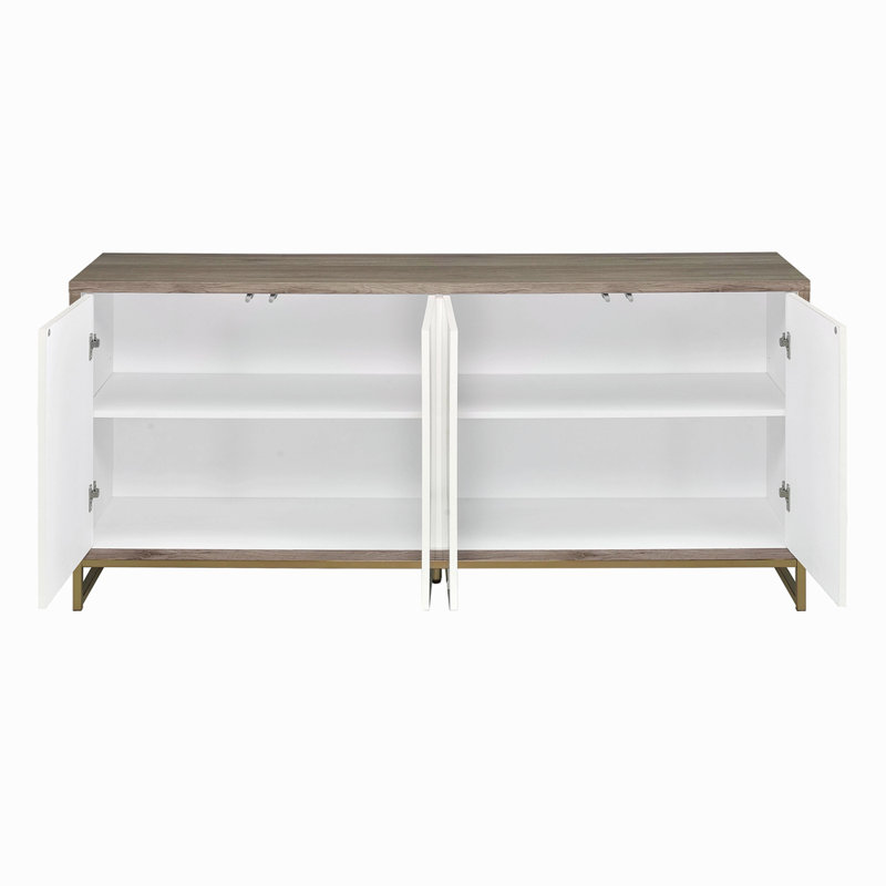 Armoire console avec finition chêne blanc et finition champagne
