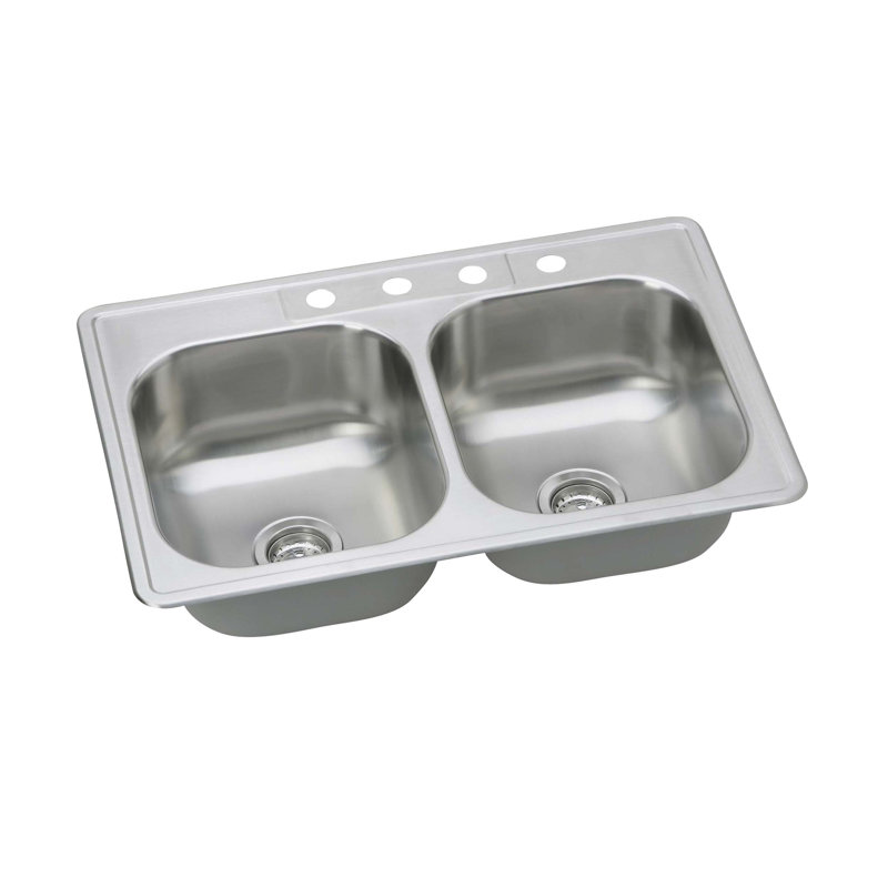33'' Stainless Steel Double Bowl Drop-In Kitchen Sink