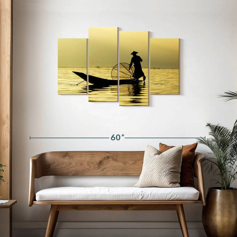 Pêcheur du lac Senne Inle, H 27 po x l 43 po