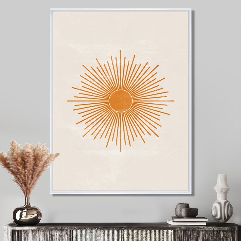«Orange Sun Print II», impression sur toile, H 20 po x l 12 po, Cadre flottant, Blanc