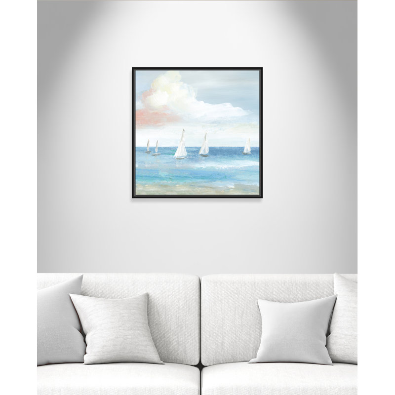 Impression sur toile sur un cadre flottant, "ibis Beach Sail Bliss" par Nan, H 25,5 po x l 25,5 po x P 2 po, Noir