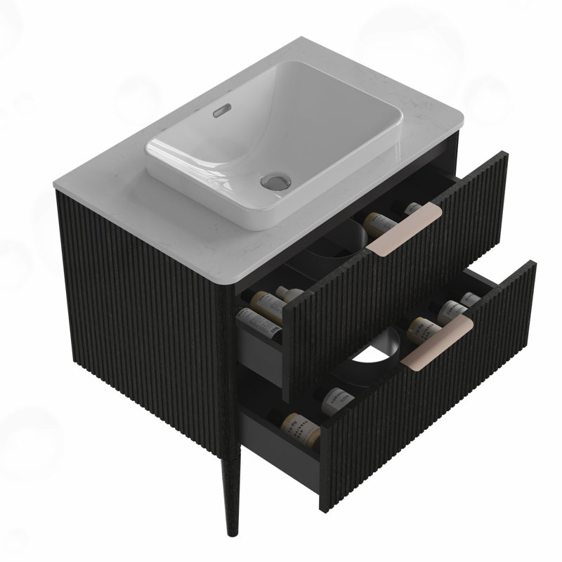 Bathroom Vanity with Ceramic Sink, Black