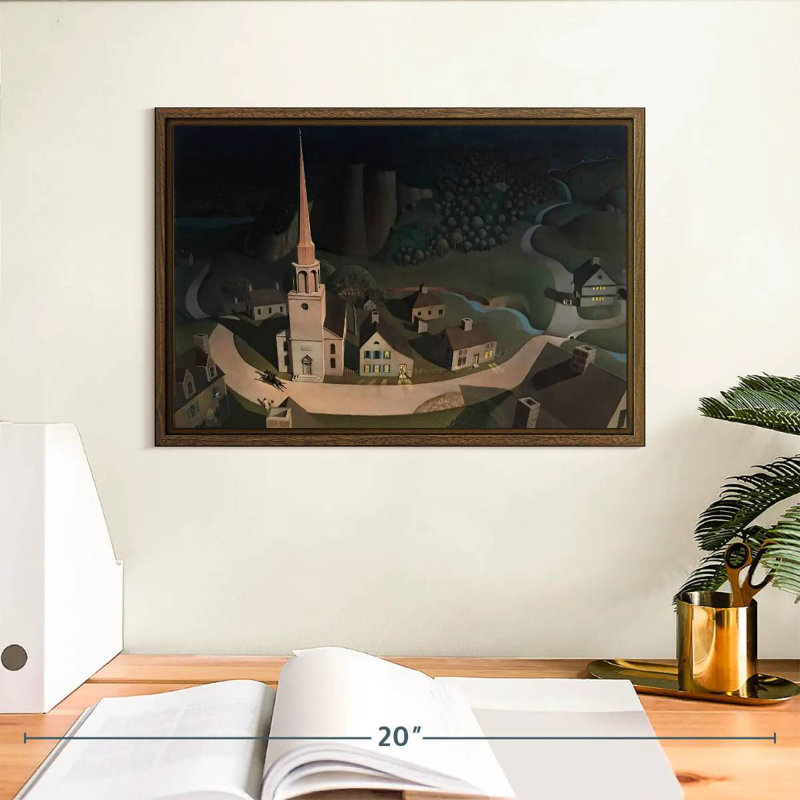 Tour de minuit de Paul Revere, 37 po x 25 po, Cadre flottant noyer