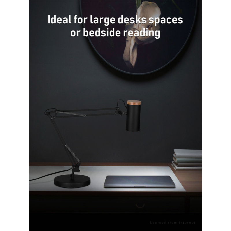 Adjustable Black Clip-On Lamp with Shelf, 40W