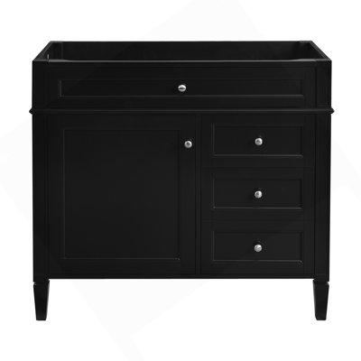 Meuble-lavabo de 36 po sans lavabo supérieur, armoire de rangement moderne avec 2 tiroirs et un tiroir rabattable, structure en bois (PAS D'ÉVIER)