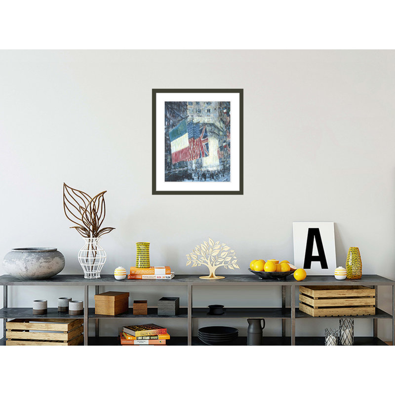 «Avenue of the Allies» par Childe Hassam - impression giclée encadrée, H 27,3 po x l 23,5 po