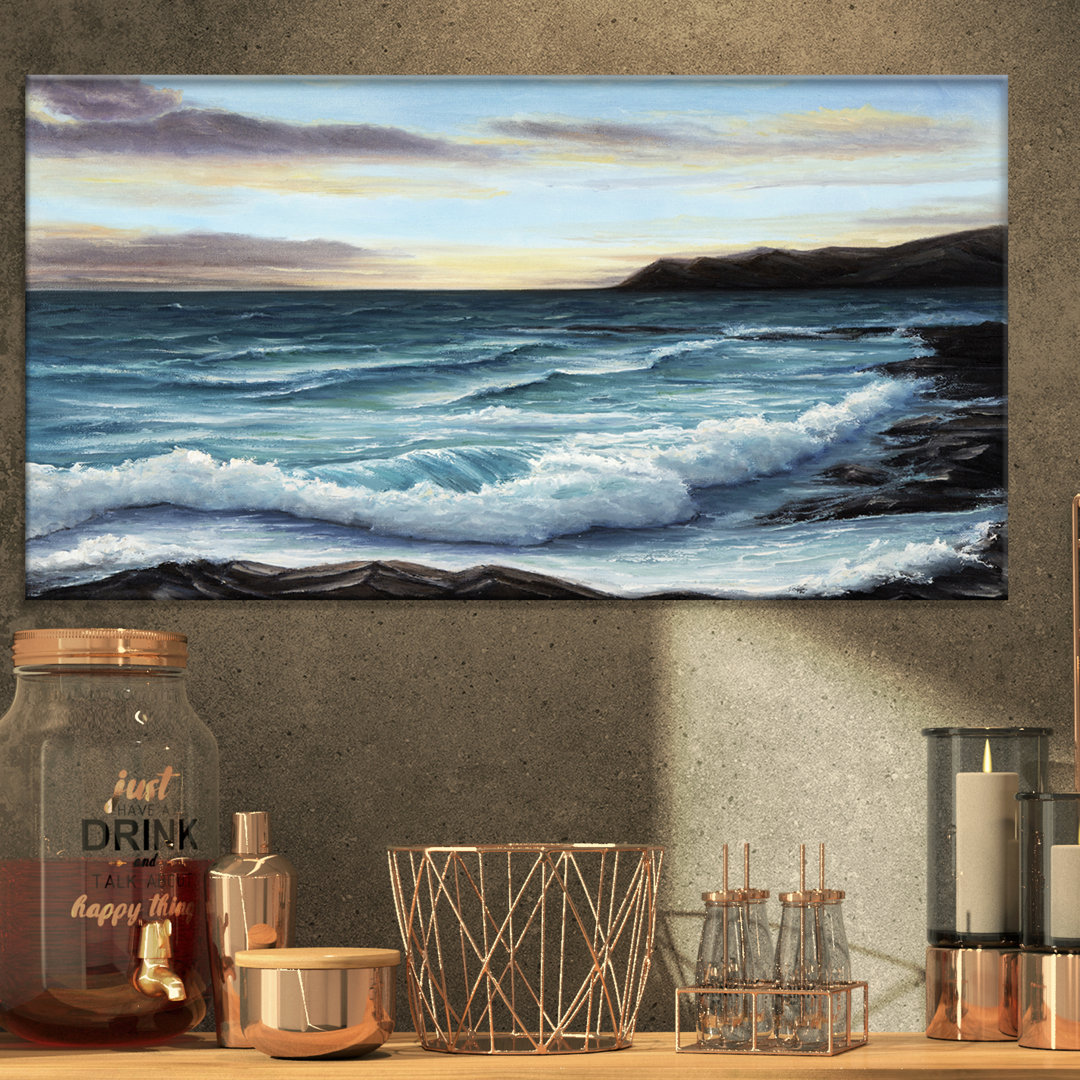 " Ocean Waves At Seashore " Painting Print East Urban Home 