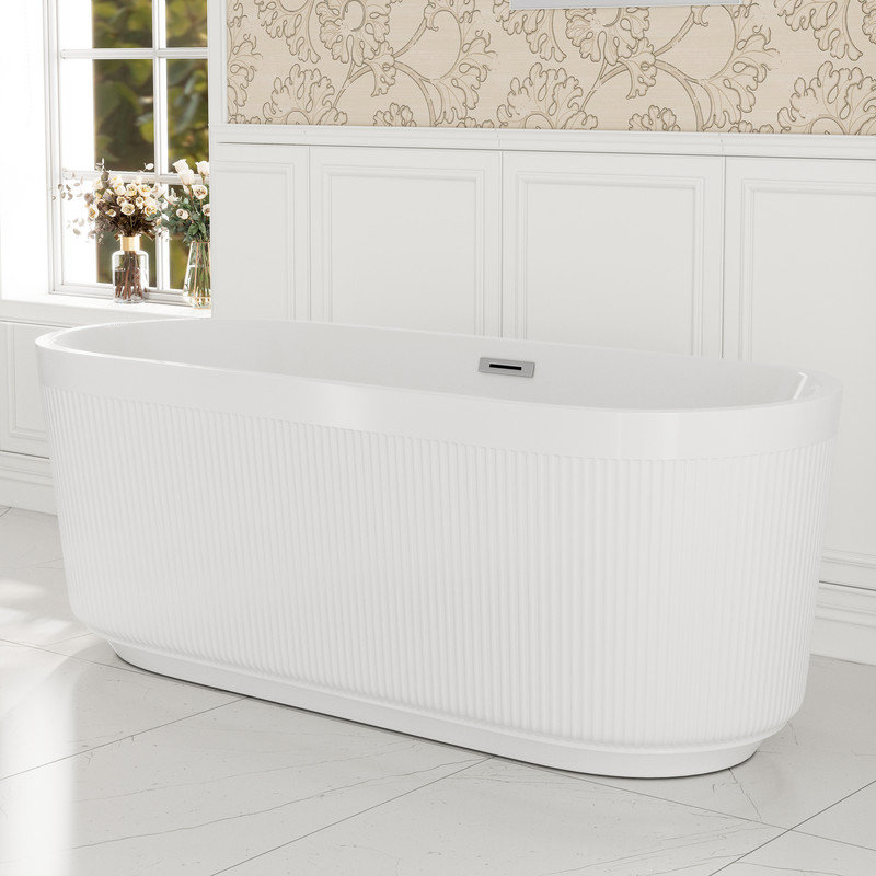 Baignoire de trempage autoportante en acrylique 67 po. X 31,5 po. Sedona, Blanc