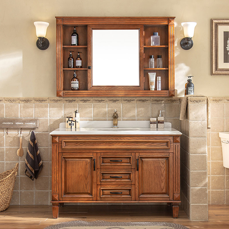 Meuble-lavabo sur pied American Retro, H 31,5 po x l 47,2 po x P 21,7 po, Brun
