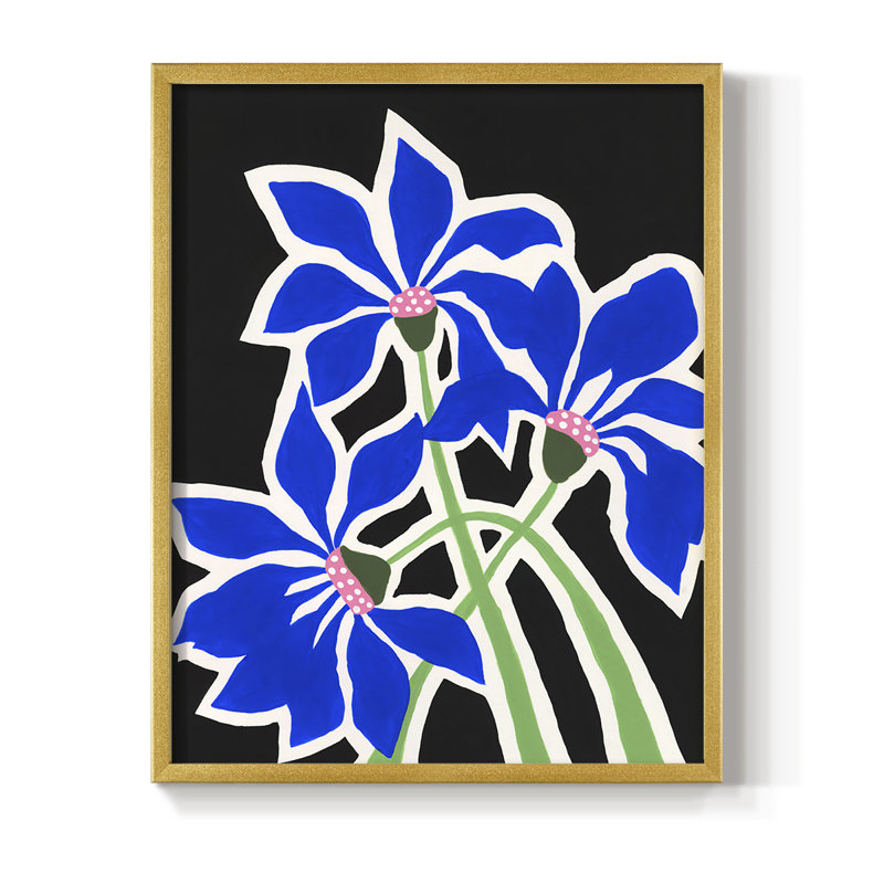 Pop Flowers IV, reproduction encadrée - bois massif, H 30 po x l 24 po, Doré