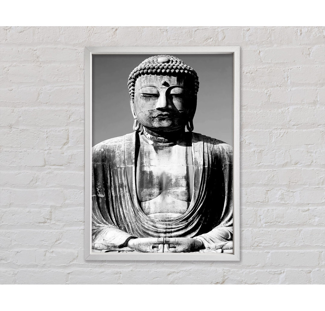 Friedlicher Buddha Schwarz und Weiß - Einzelner Bilderrahmen Kunstdrucke auf Leinwand