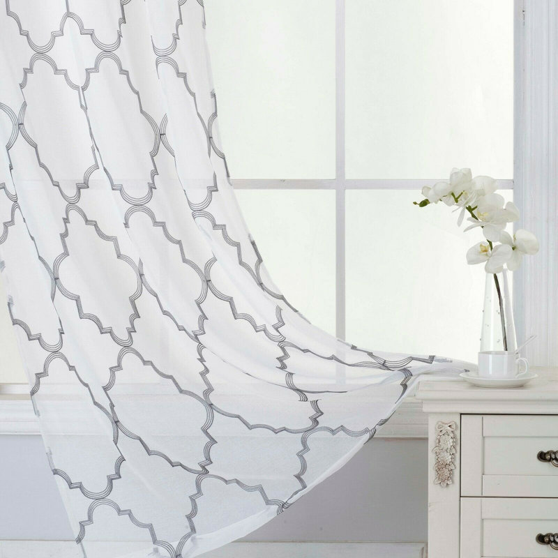 Lillias Sheer Curtain Pair, Gray